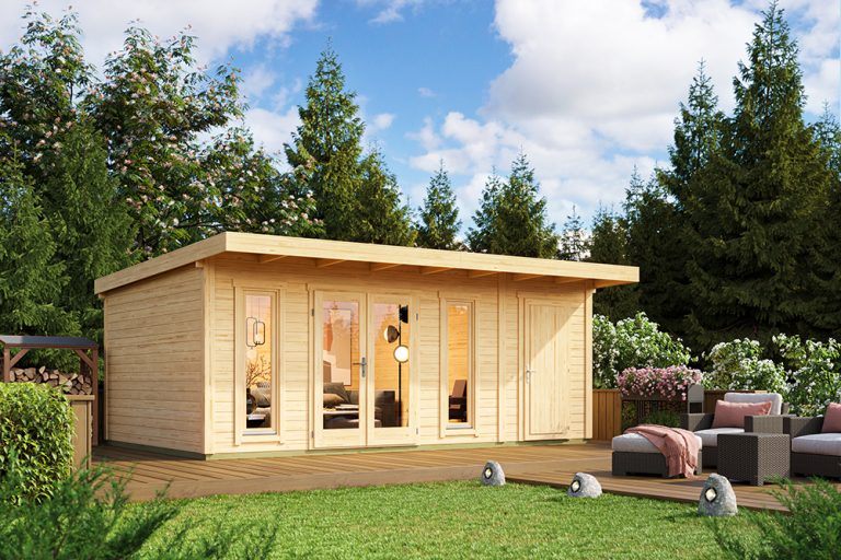 Sicily 2 summerhouse log cabin with side storage and glazed windows