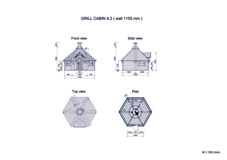 Grill Cabin 9.2 Standard Wall Height (wall 1155 Mm) Drawings