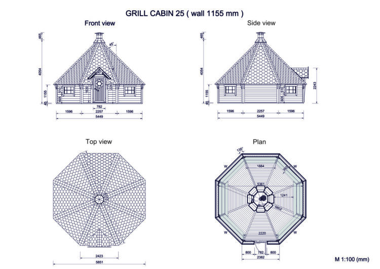 Grill Cabin 25 M2 Standard Walls Drawings
