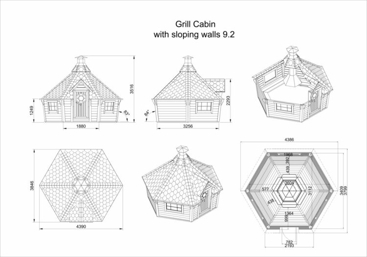 Grill Cabin 9.2 M2 With Sloping Walls. Drawings