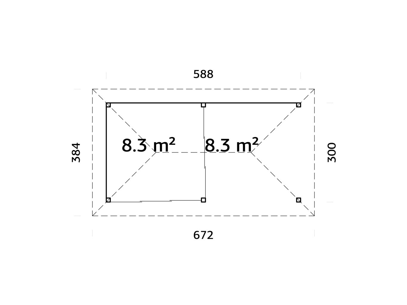 Bianca 205 16.6m2 Combo Gazebo And Pavilion With Solid Rear And Side Wall From Cabins Unlimited Right