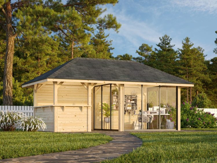 Bianca 208 16.6m2 Gazebo With Half Wall From Cabins Unlimited