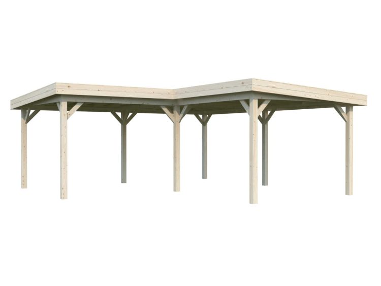 Lenna 24.9m2 L Shaped Pent Roof Gazebo From Cabins Unlimited Natural Colour