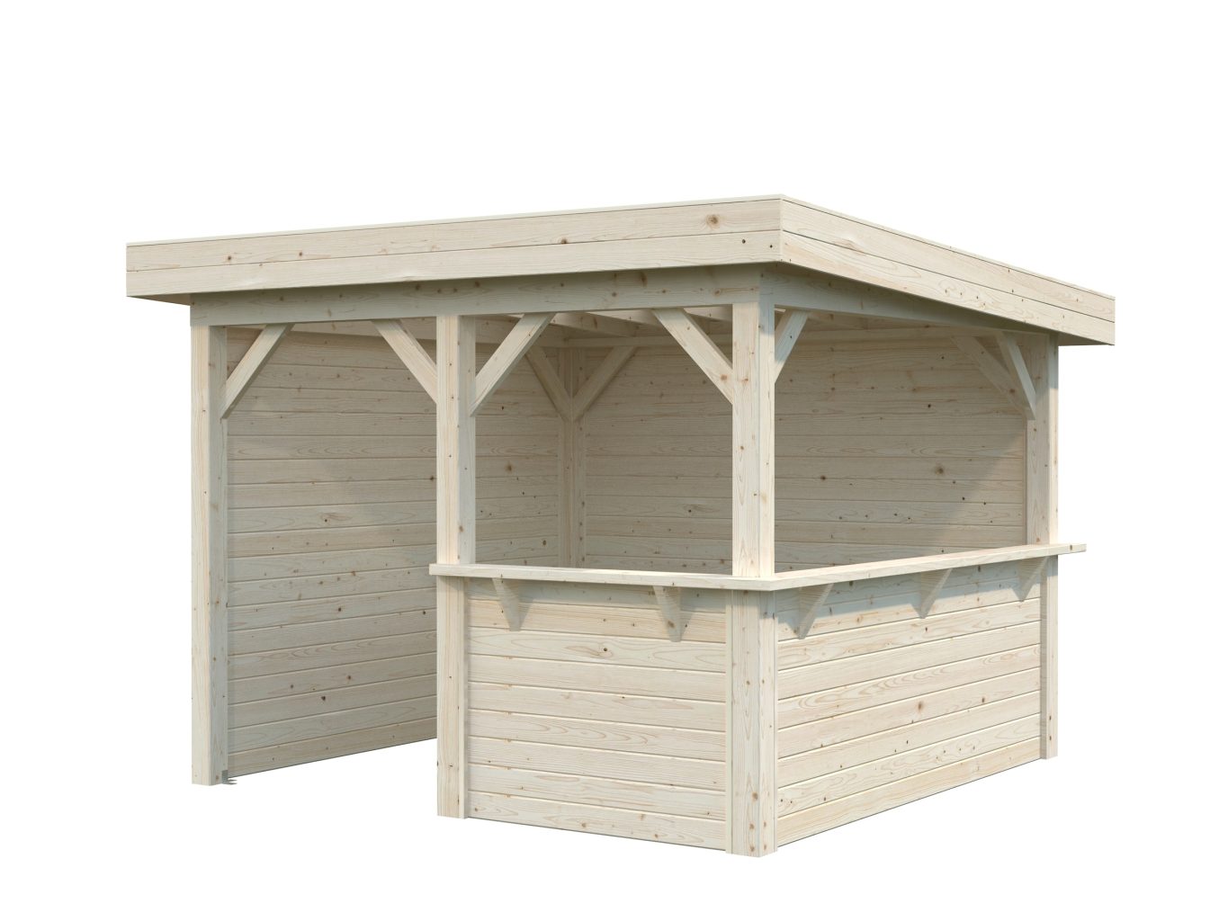Lenna 303 Pent Gazebo With Half Wall From Cabins Unlimited Door Left