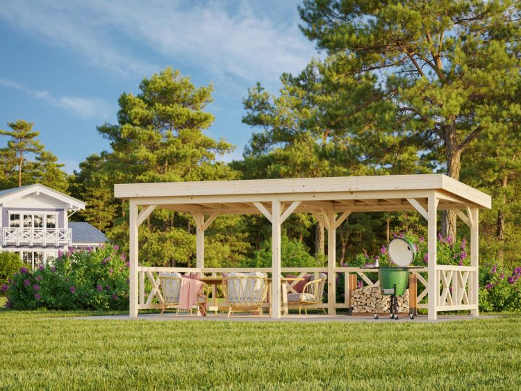 Lenna 307 16.6m2 Pent Gazebo With Ballustrade Walls From Cabins Unlimited
