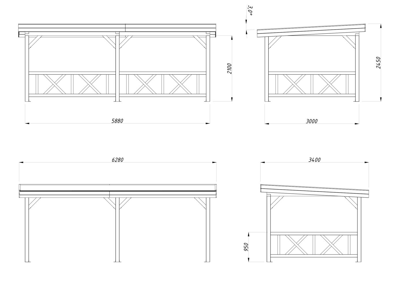 Lenna 307 16.6m2 Pent Gazebo With Ballustrade Walls From Cabins Unlimited Dimensions