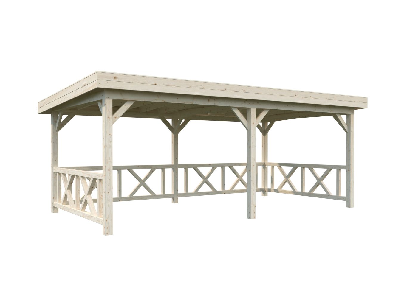 Lenna 307 16.6m2 Pent Gazebo With Ballustrade Walls From Cabins Unlimited Left