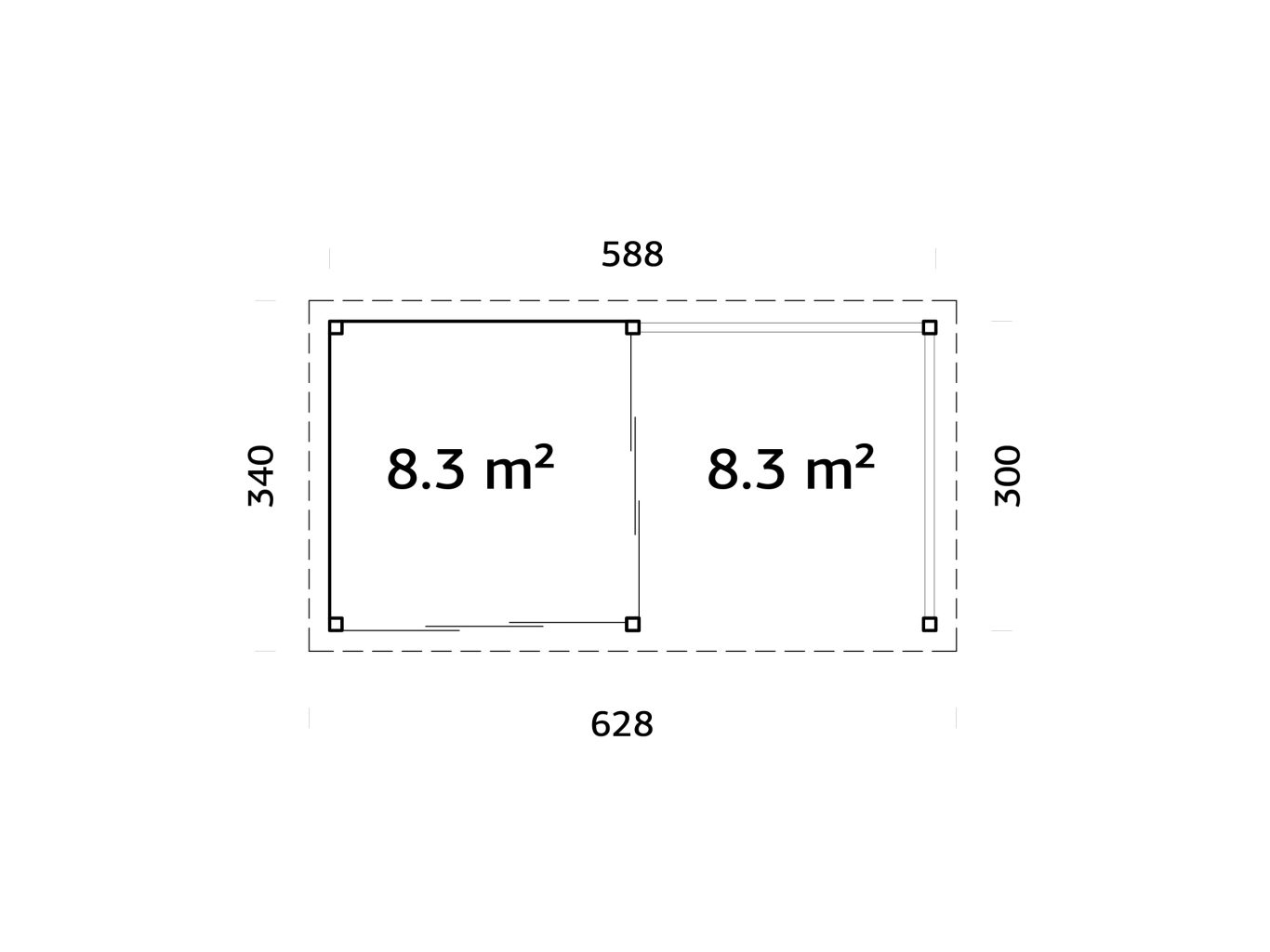 Lenna 403 Slide Gazebo 16.6m2 From Cabins Unlimited Base Plan Right