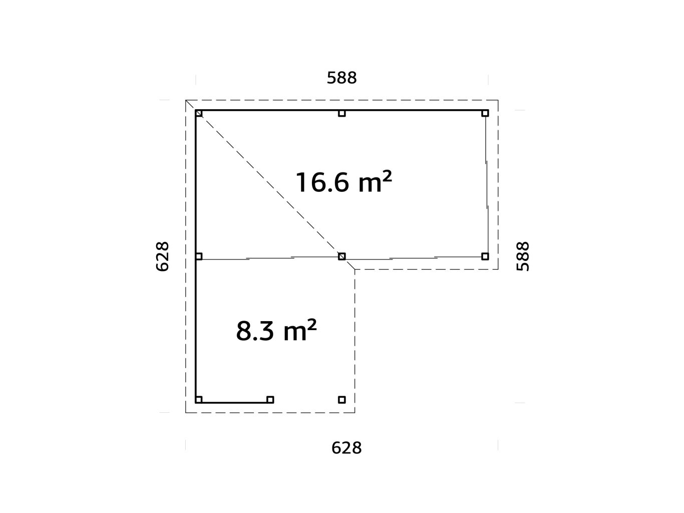 Lenna 423 Slide 24.9m2 L Shape From Cabins Unlimited Base Plan Left