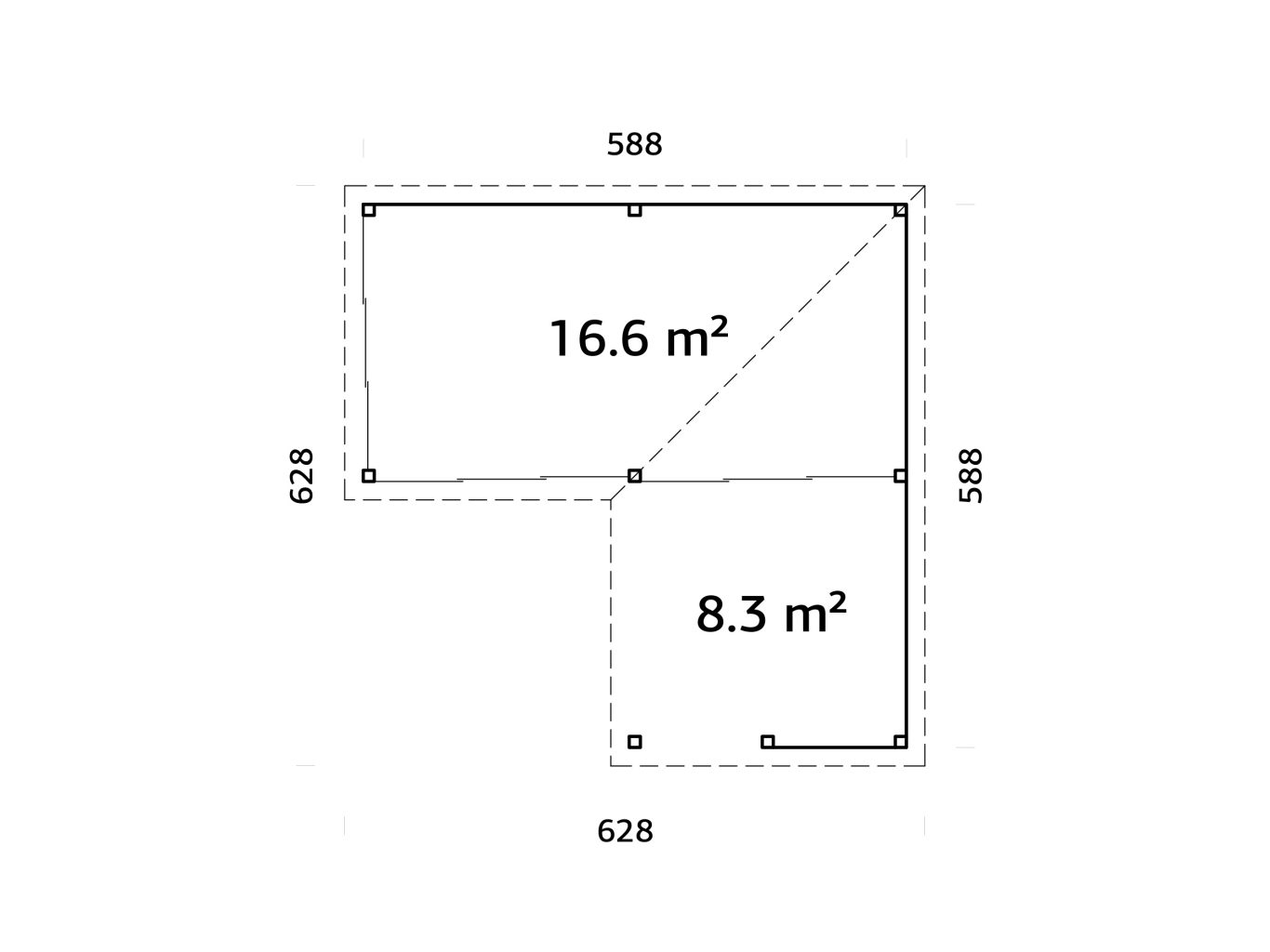 Lenna 423 Slide 24.9m2 L Shape From Cabins Unlimited Base Plan Right